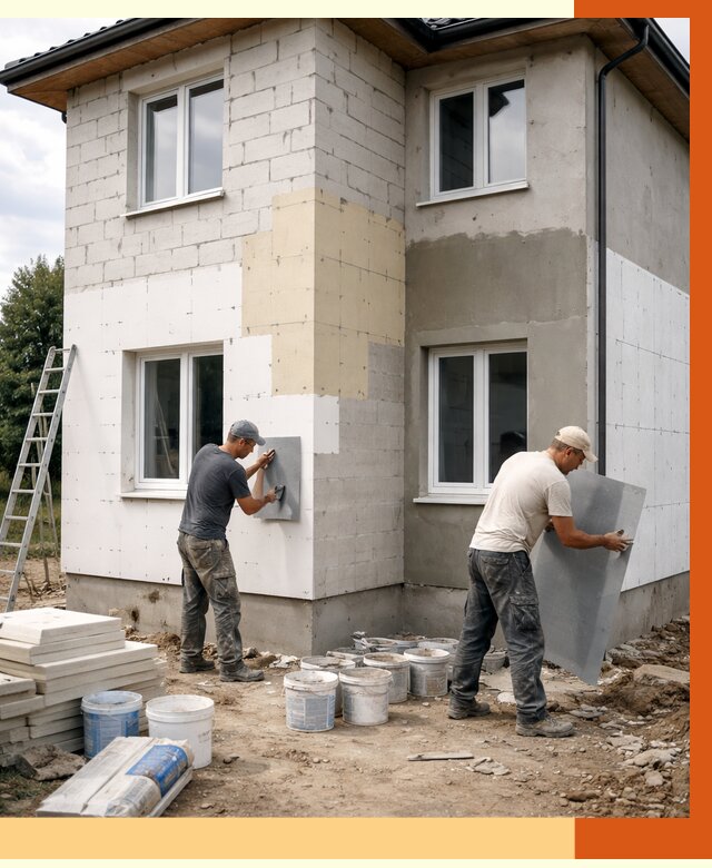 Утепление дома из газобетона в Сосногорске от 4333 руб./м² — заказать у ТепломастерСно