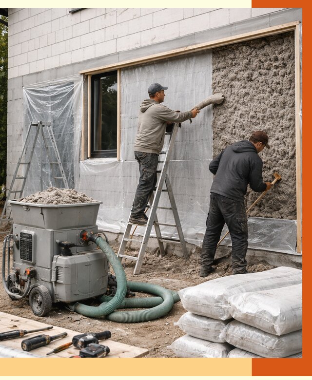 Утепление дома из газобетона эковатой в Сосногорске от 4642 руб./м2 | ТепломастерСно