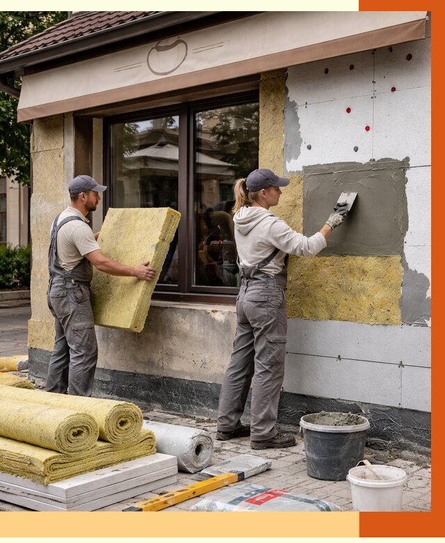 Утепление кафе в Сосногорске от 4333 руб/м2 — комплексно под ключ | ТепломастерСно